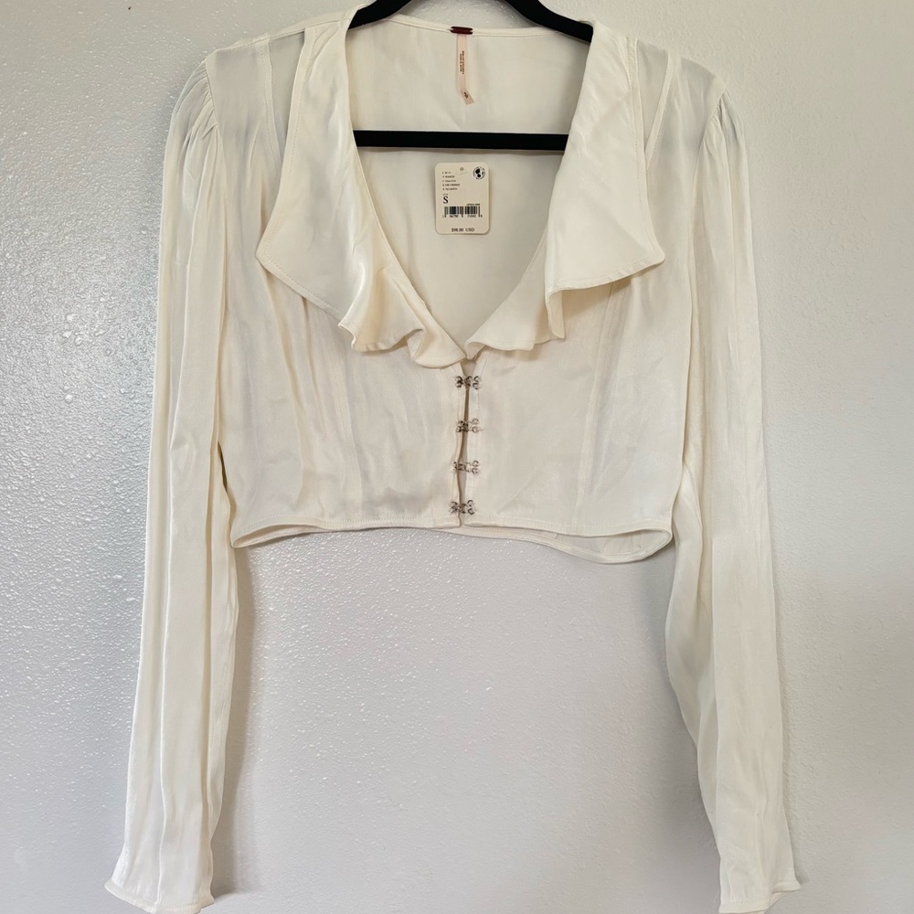 FREE PEOPLE Women's Ruffle Collar Top - Cream / Ivory